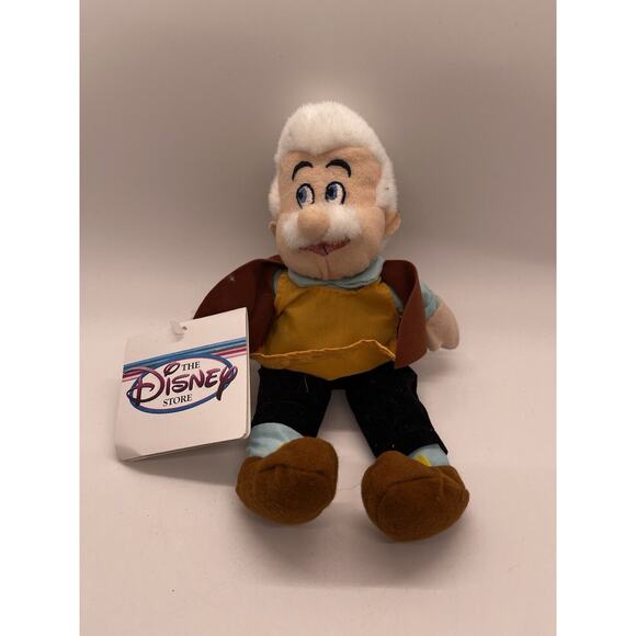The Disney Store Pinocchio Geppetto 8" Mini Bean Bag Plush Stuffed Toy NWT - Picture 1 of 7